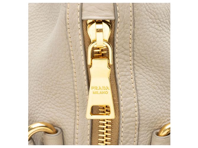 Borsa con zip Prada Vitello Daino Grigio - vista 9