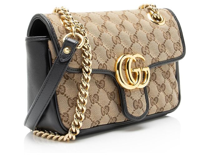 Gucci Matelasse GG Canvas GG Marmont Small Flap Bag Brown Beige - view 2