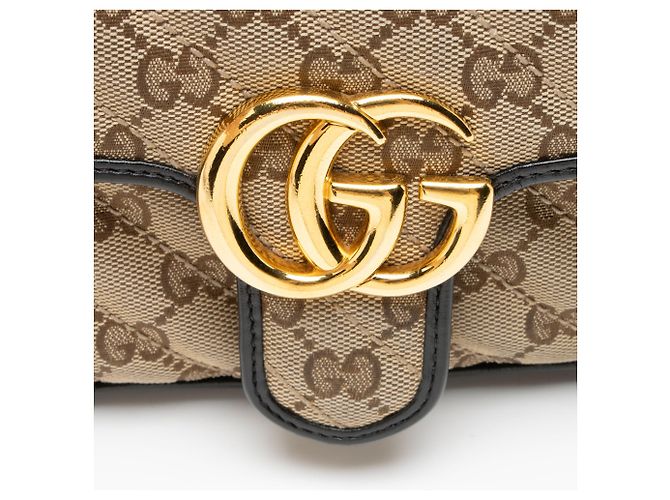 Gucci Matelasse GG Canvas GG Marmont Small Flap Bag Brown Beige - view 9
