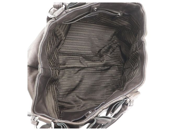 Prada Frill Leder Tote Bag Braun - Ansicht 5