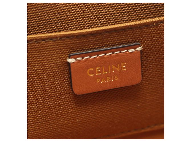 Céline CELINE Borsa a tracolla in pelle Triomphe e tela rivestita in PVC Nero - vista 4