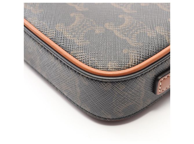 Céline CELINE Borsa a tracolla in pelle Triomphe e tela rivestita in PVC Nero - vista 5