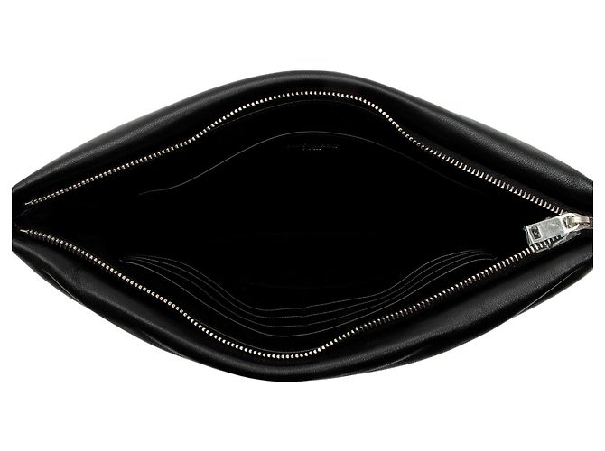 Pochette imbottita Saint Laurent in agnello con logo Nero - vista 6