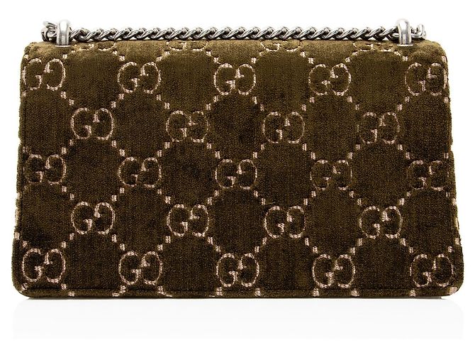 Borsa a tracolla Gucci GG Velvet Crystal Dionysus Medium E/W Marrone - vue 3