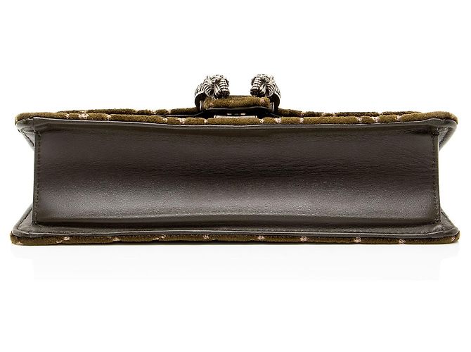 Borsa a tracolla Gucci GG Velvet Crystal Dionysus Medium E/W Marrone - vue 4