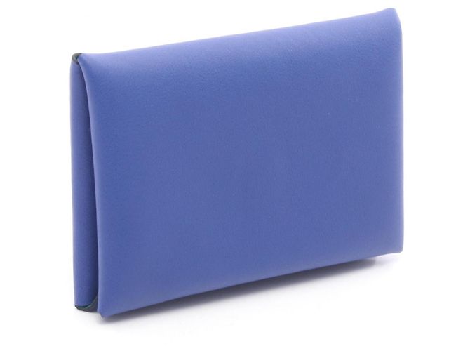 Hermès Hermes Calvi Verso monedero de piel de becerro y cabra Azul - vista 2