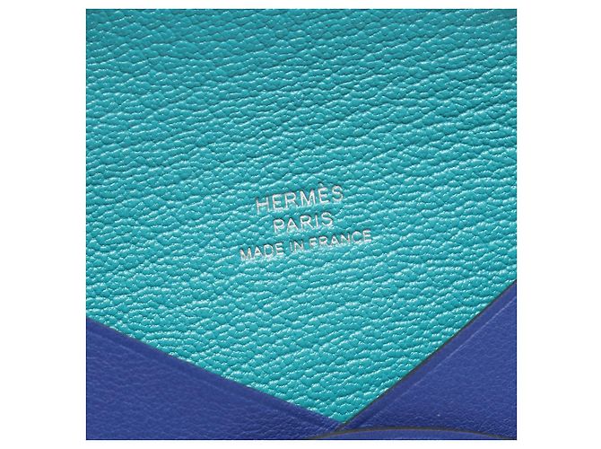 Hermès Hermes Calvi Verso monedero de piel de becerro y cabra Azul - vista 5