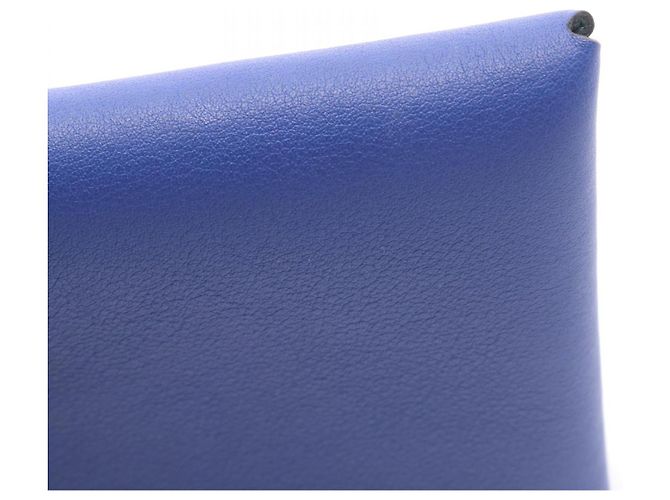 Hermès Hermes Calvi Verso monedero de piel de becerro y cabra Azul - vista 7