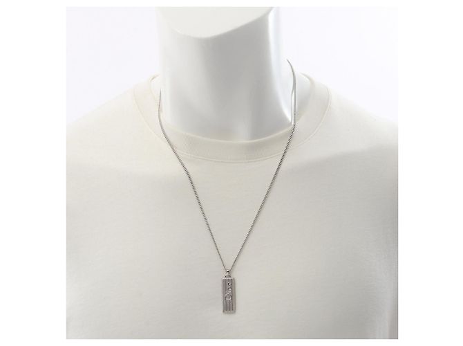 Christian Dior Collana con pendente a piastra Guilloche Dior in acciaio inossidabile - vista 6
