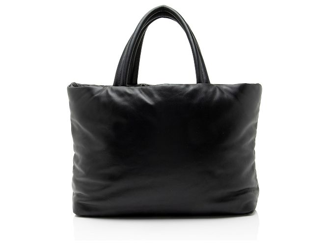 Saint Laurent Puffed Leather Logo Shopping Tote Schwarz - Ansicht 3