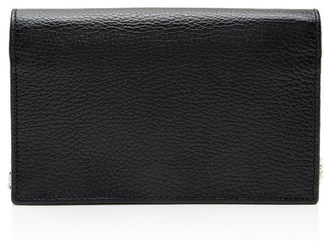 Cartera con cadena entrelazada G en piel de becerro granulada Gucci Negro - vista 3
