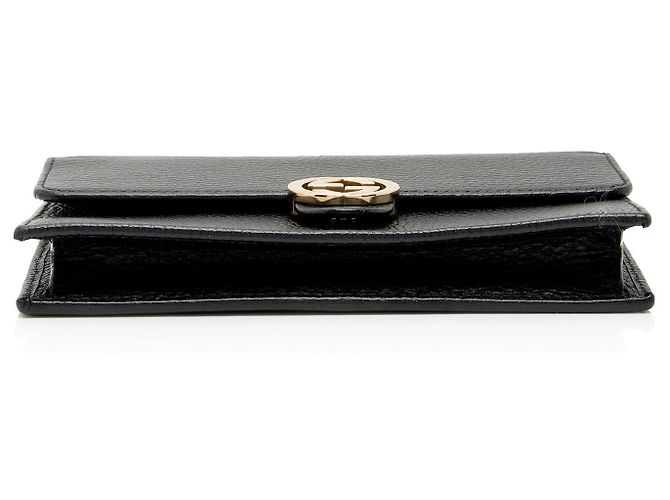 Cartera con cadena entrelazada G en piel de becerro granulada Gucci Negro - vista 4
