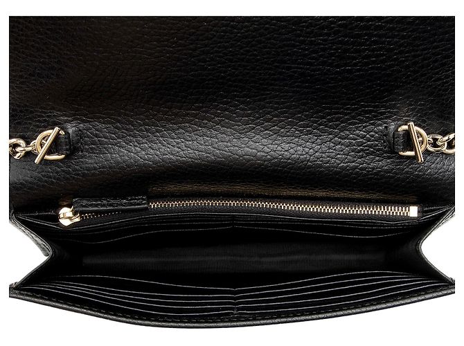 Cartera con cadena entrelazada G en piel de becerro granulada Gucci Negro - vista 7