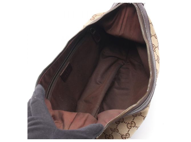 Borsa a tracolla Gucci GG Canvas e pelle Marrone Beige - vista 3
