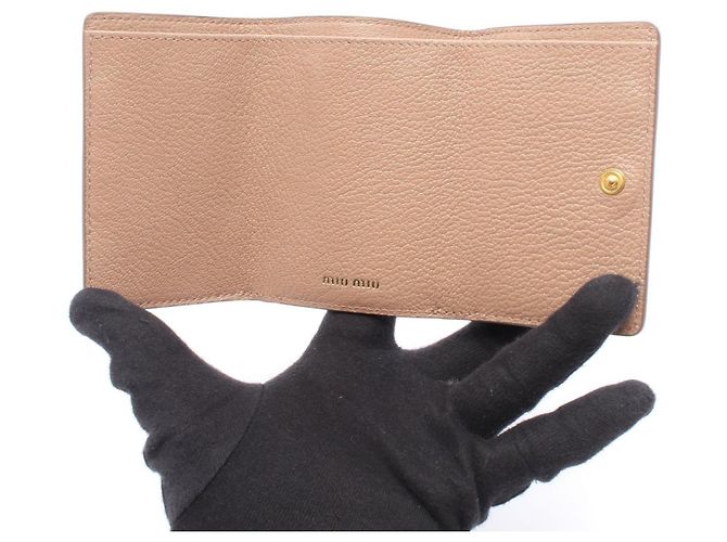 Miu Miu Madras Leder Tri-Fold Wallet Pink - Ansicht 3