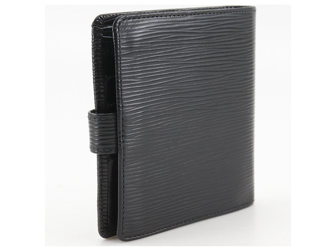 Portafoglio bi-fold Louis Vuitton in pelle Epi Nero - vista 3