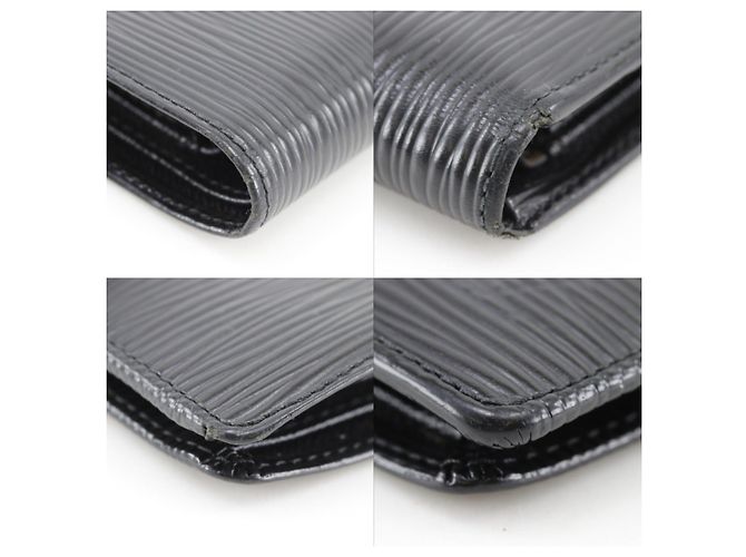 Portafoglio bi-fold Louis Vuitton in pelle Epi Nero - vista 4