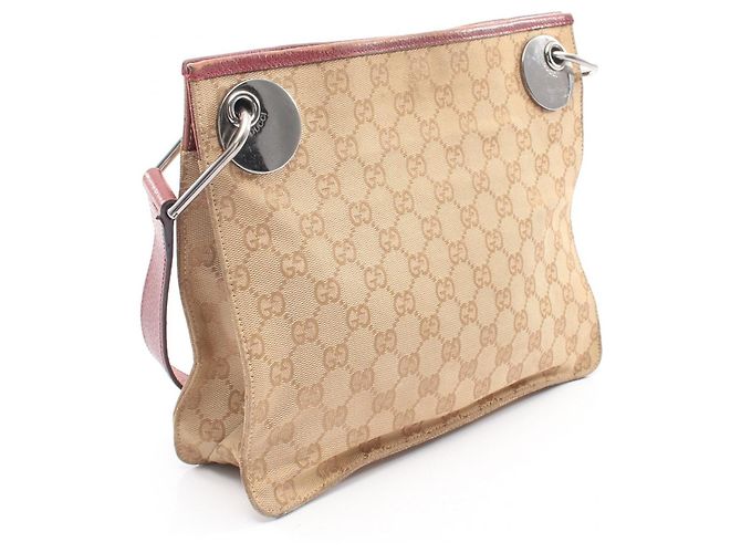 Borsa a Spalla Gucci GG Canvas Marrone Beige - vista 2