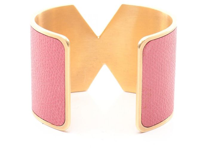 Bracciale rigido in pelle Valextra D'oro Metallico - vista 2