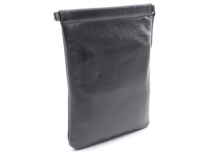 Yves Saint Laurent Borsa a tracolla Saint Laurent Paris FLAT POUCH SID in pelle Nero - vista 2