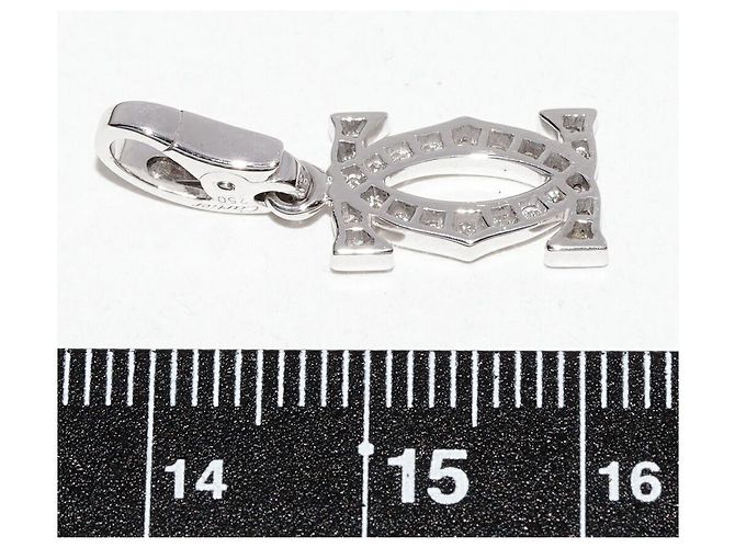 Pendente Cartier 2C in oro bianco 750 e diamante Argento Metallico - vista 4