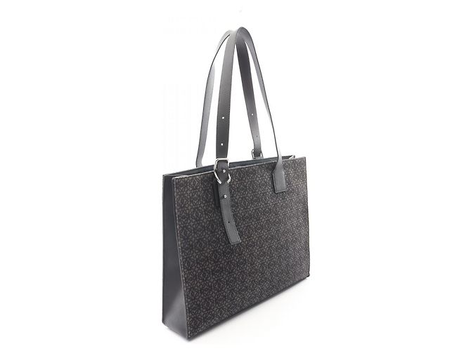 Borsa Tote Loewe Buckle Horizontal Anagram Canvas Leather Nero - vista 2