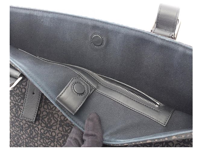 Borsa Tote Loewe Buckle Horizontal Anagram Canvas Leather Nero - vista 5