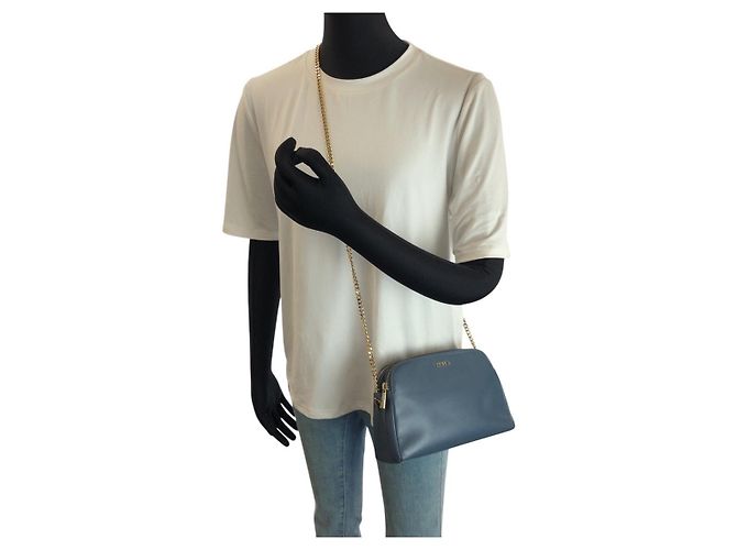 Borsa a tracolla con catena in pelle Furla Capriccio Blu - vista 7