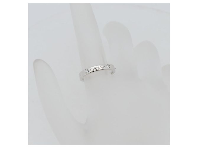 Cartier Gravierter Pt950 Diamantring Größe 10 Silber Metallisch - Ansicht 5