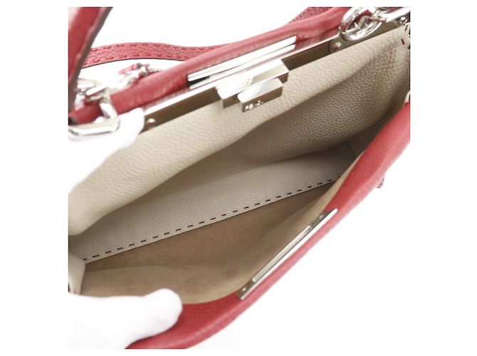 Borsa Fendi Peekaboo in pelle Selleria Rosso - Ansicht 7