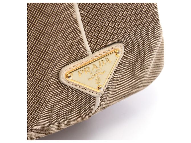 Prada LOGO JACQUARD Canvas Leather Tote Bag Grün - Ansicht 5
