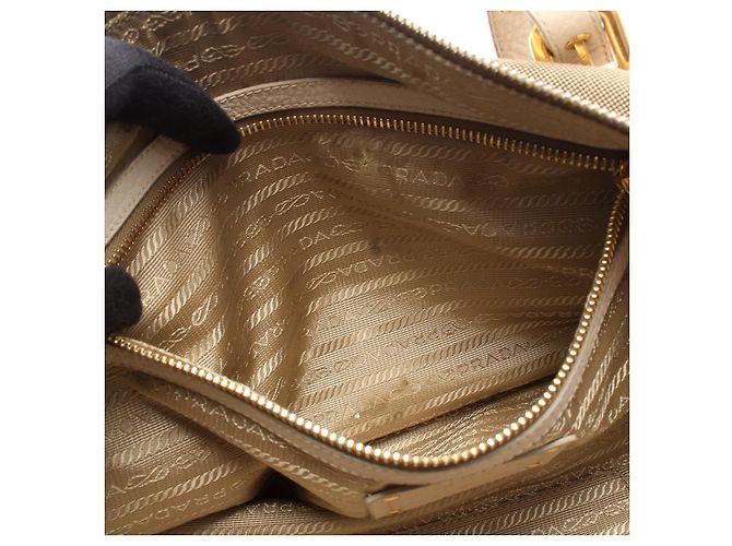 Prada LOGO JACQUARD Canvas Leather Tote Bag Grün - Ansicht 6
