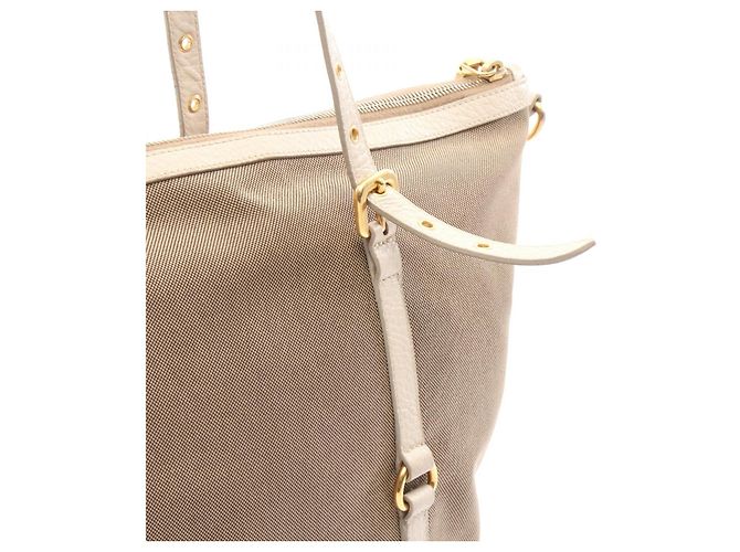 Prada LOGO JACQUARD Canvas Leather Tote Bag Grün - Ansicht 8