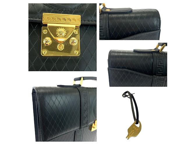 Valigetta in pelle Versace Nero - vista 5