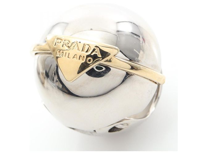 Boucles d'oreilles avec logo Triangle Prada Argenté Métallisé - vue 3
