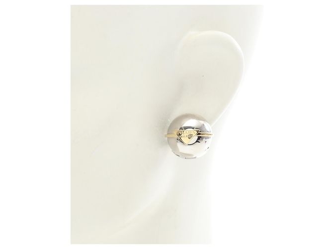 Boucles d'oreilles avec logo Triangle Prada Argenté Métallisé - vue 4
