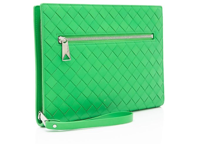 Portadocumenti in nappa Intrecciato Bottega Veneta Verde - vista 2