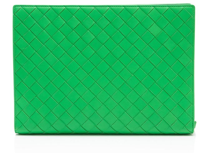 Portadocumenti in nappa Intrecciato Bottega Veneta Verde - vista 3
