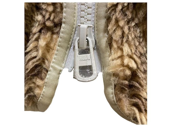 Chaqueta de shearling con firma Coach Azul Blanco roto Camello - vista 4