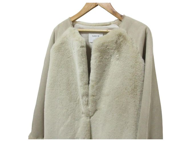 Autre Marque Abrigo sin cuello de piel sintética MARIED'OR Beige - vista 3