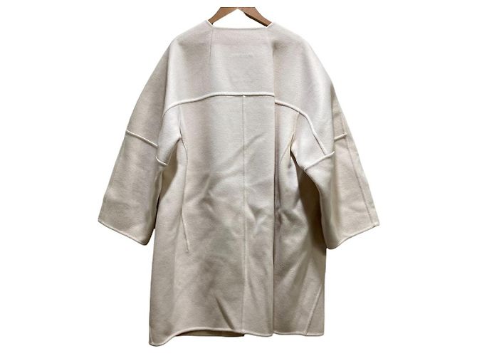 Autre Marque Abrigo sin cuello de lana Beaver Drawer Blanco Crudo - vista 4