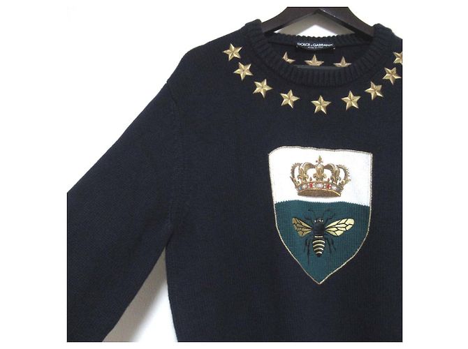 Dolce & Gabbana Dolce&Gabbana Strickpullover aus Kaschmir mit Stickerei Blau Marineblau - Ansicht 3