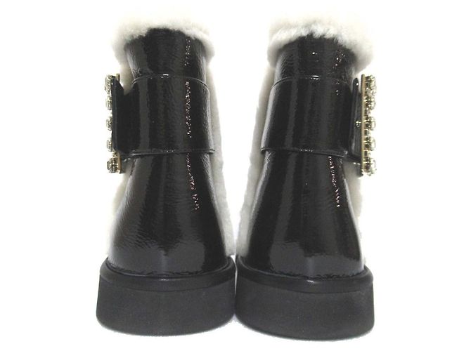 Botas curtas de shearling com fivela de strass Roger Vivier Preto - vista 4
