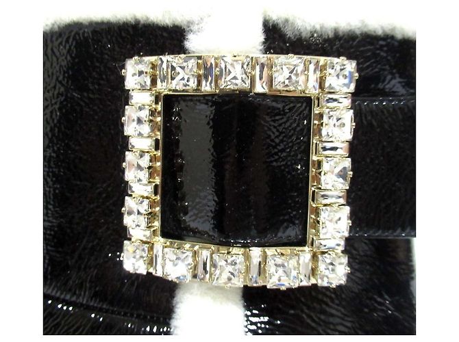 Botas curtas de shearling com fivela de strass Roger Vivier Preto - vista 6