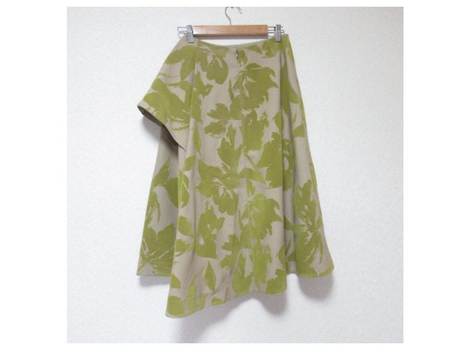 Autre Marque Falda acampanada CELFORD Flocky Print Verde Caqui - vista 2