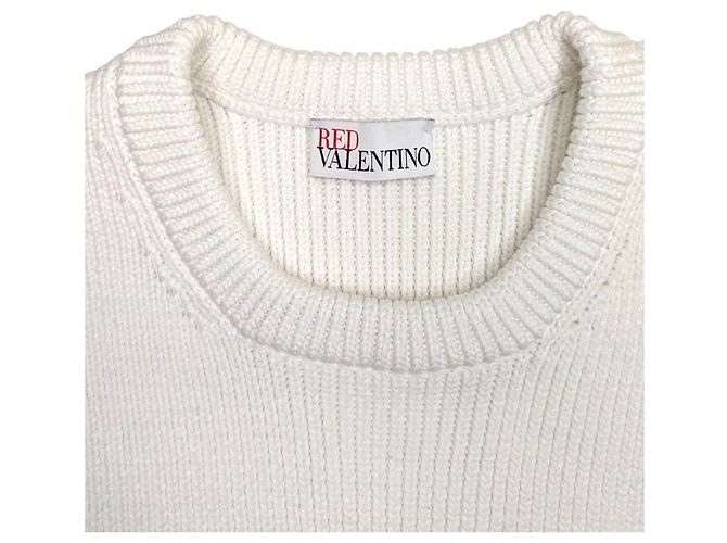 Top de punto rojo Valentino Blanco - vista 3