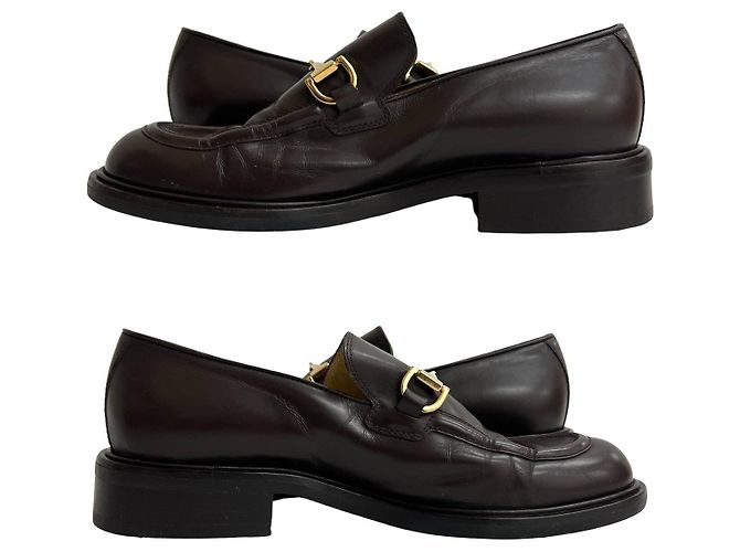 Mocassini in pelle Gucci Marrone - vista 4