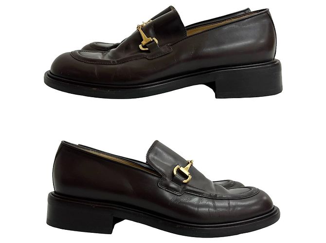 Mocassini in pelle Gucci Marrone - vista 5