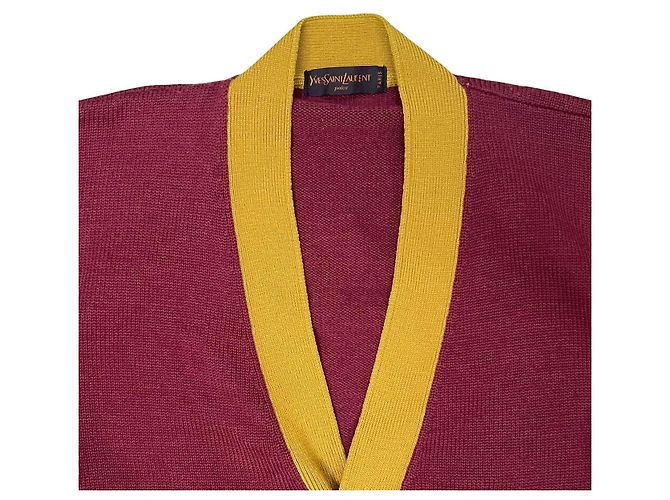 Cárdigan de lana Yves Saint Laurent Burdeos Amarillo - vista 5