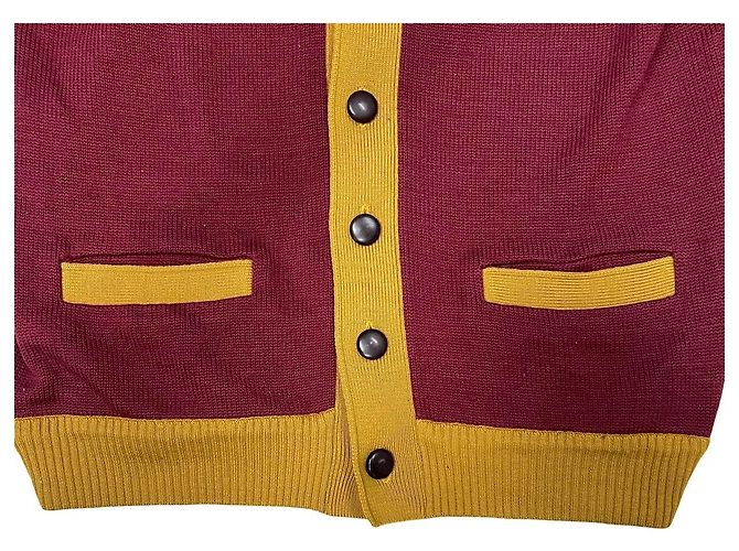 Cárdigan de lana Yves Saint Laurent Burdeos Amarillo - vista 7